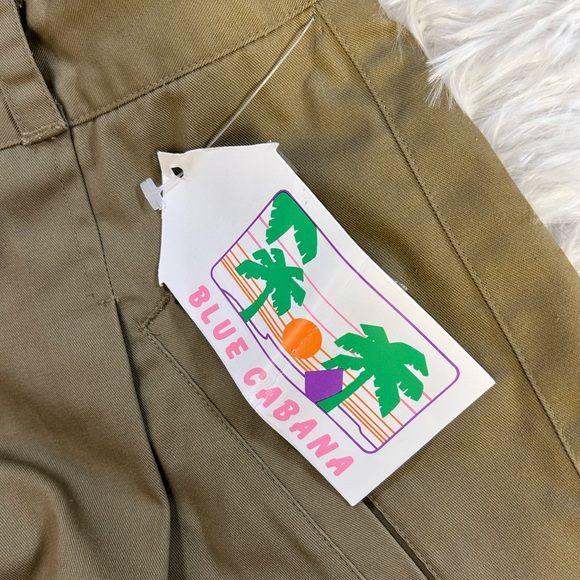 NWT Vintage BLUE CABANA Women’s Khaki High Waist Pleated Bermuda Shorts j14 - Picture 5 of 7